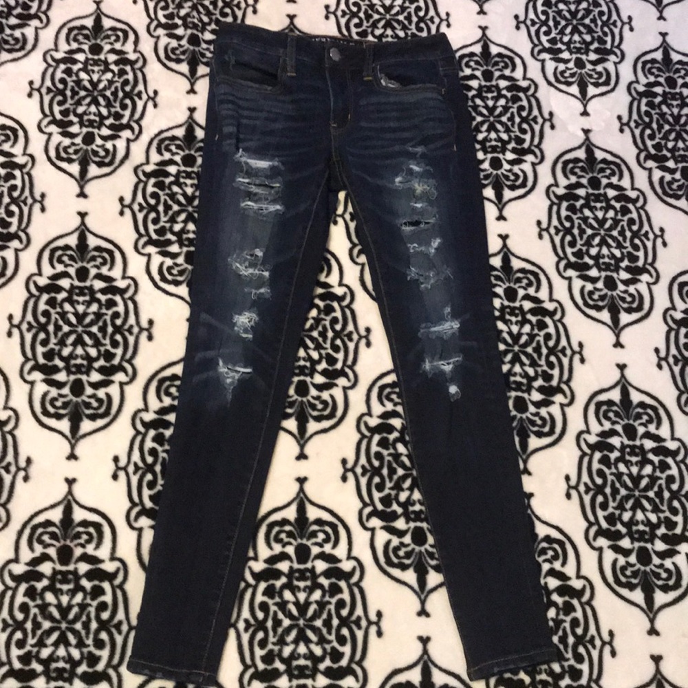 Dark wash ripped jeans